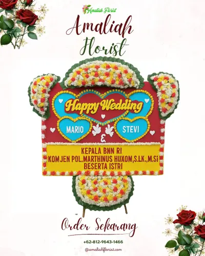 Karangan Papan Bunga Pernikahan di Oimbo
